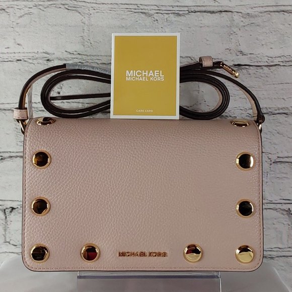 'MICHAEL KORS' 'HOLLY' LEATHER STUDDED CROSSBODY BAG & 'MK' DUST BAG SET - Picture 5 of 16
